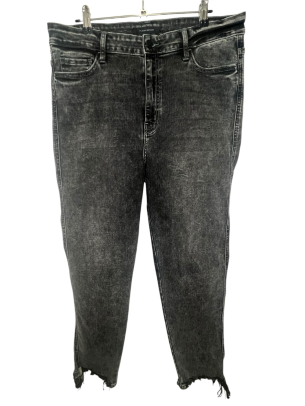 Flying Monkey Black High Rise Denim Ankle Skinny Jeans With Raw Hem